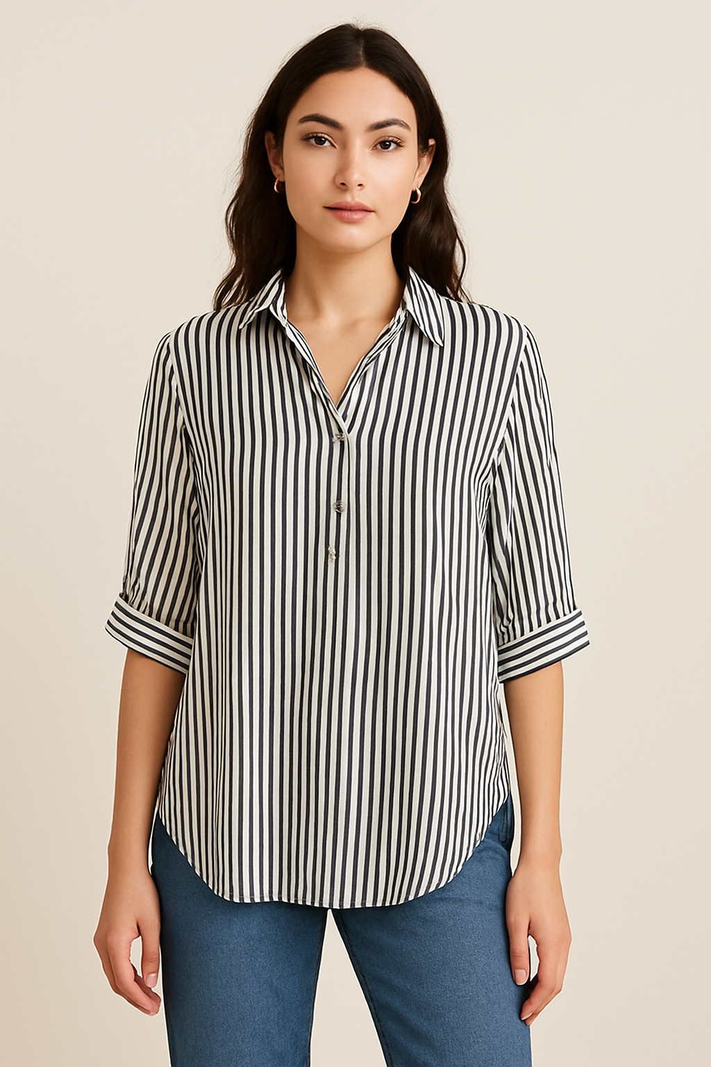 Classic Striped Elegance Blouse