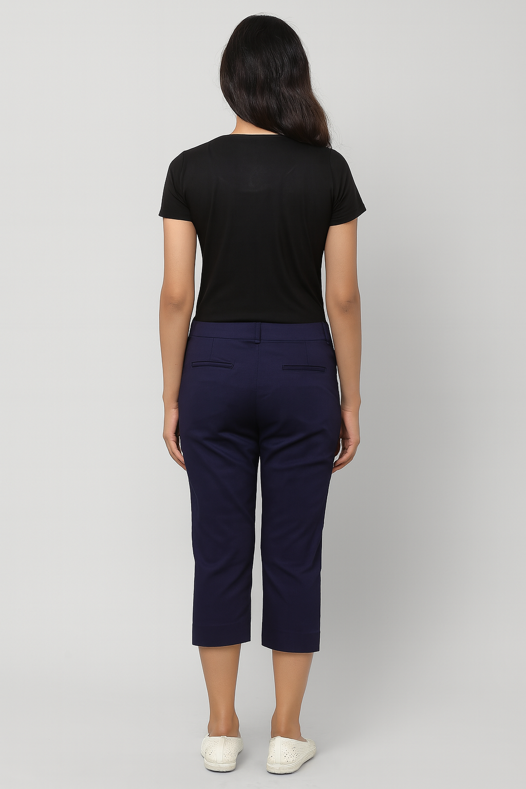 Navy Blue Cotton Capri