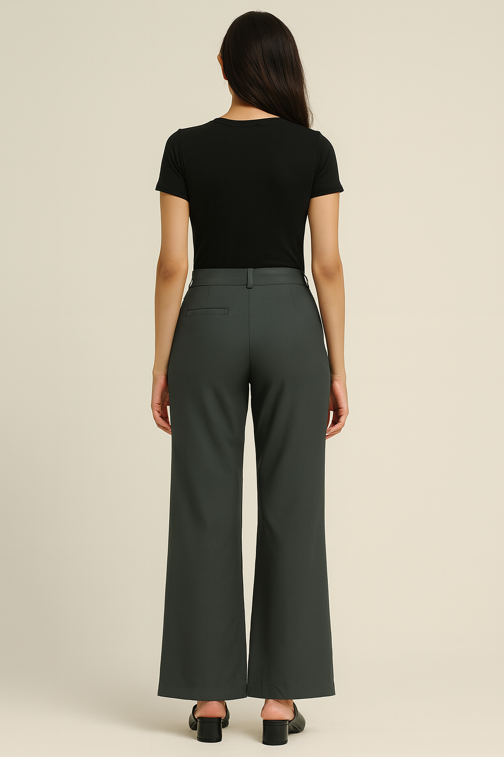 Charcoal Gray Wide-Leg Trousers