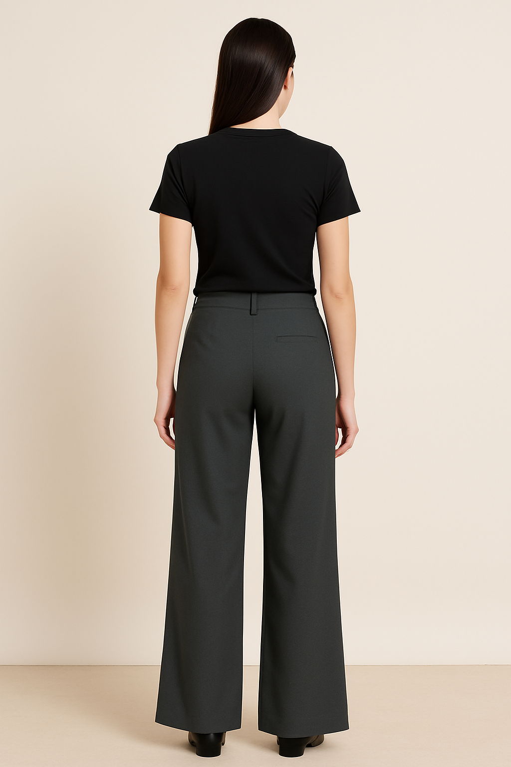 Charcoal Gray Wide-Leg Trousers