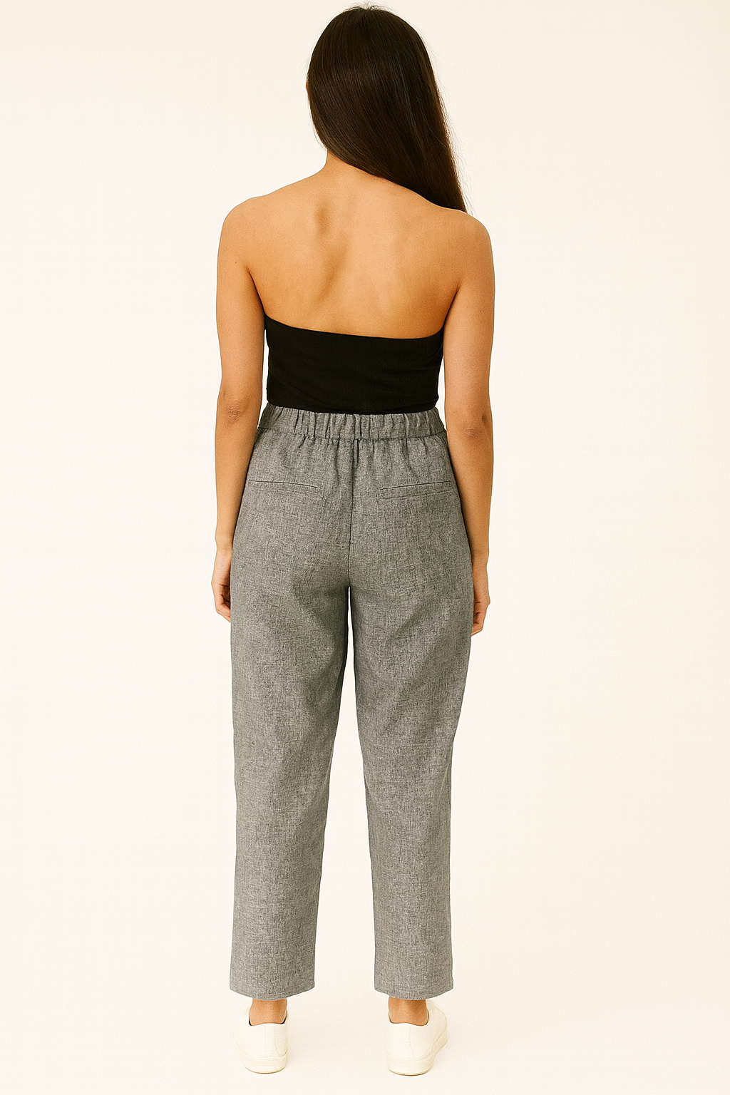 Casual Grey High-Waist Trousers