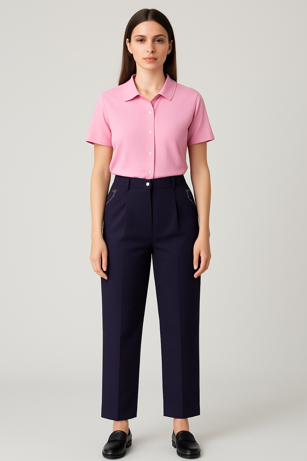 Navy Blue Casual Trousers