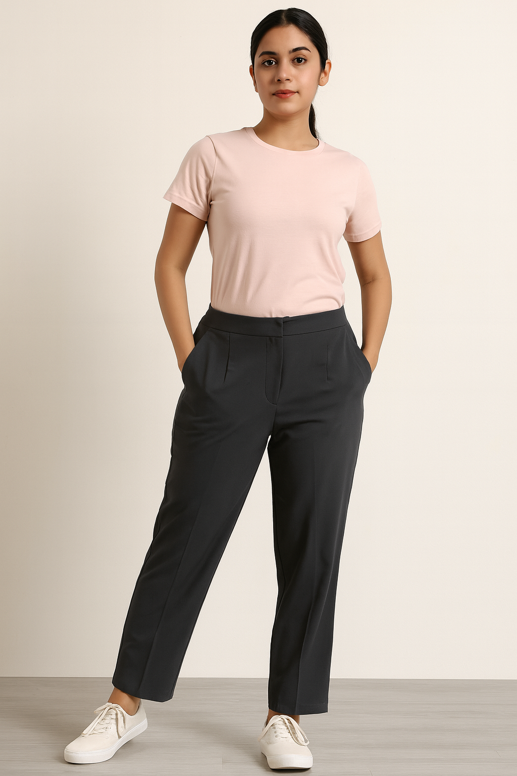 Dark Grey Straight-Leg Trousers
