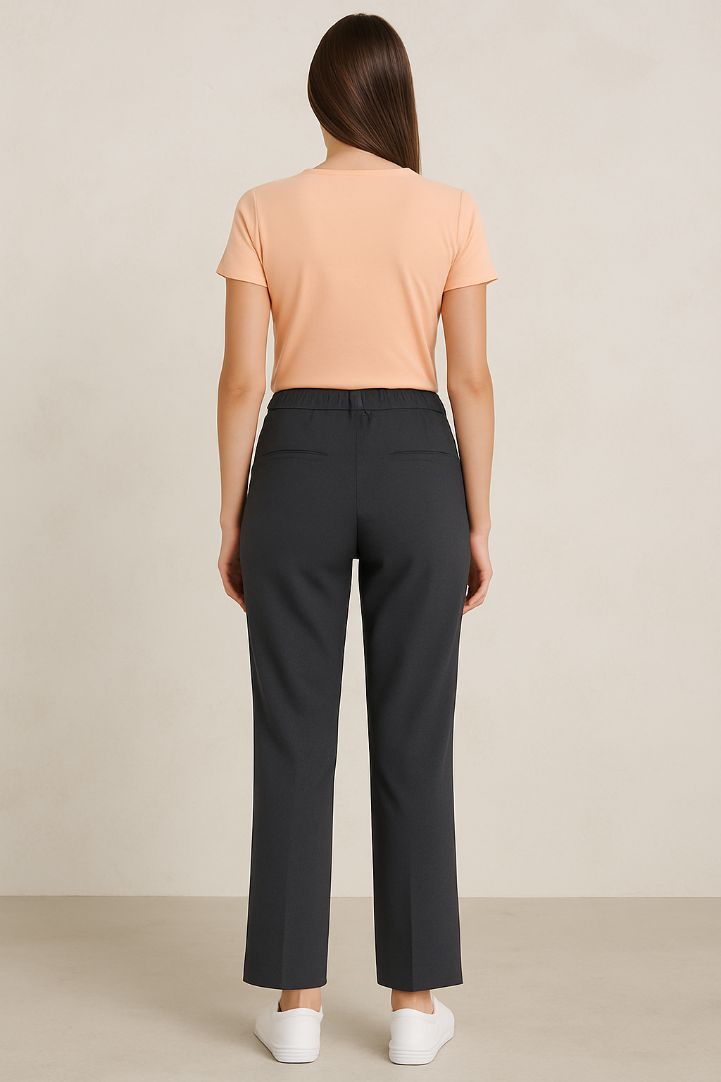 Dark Grey Straight-Leg Trousers