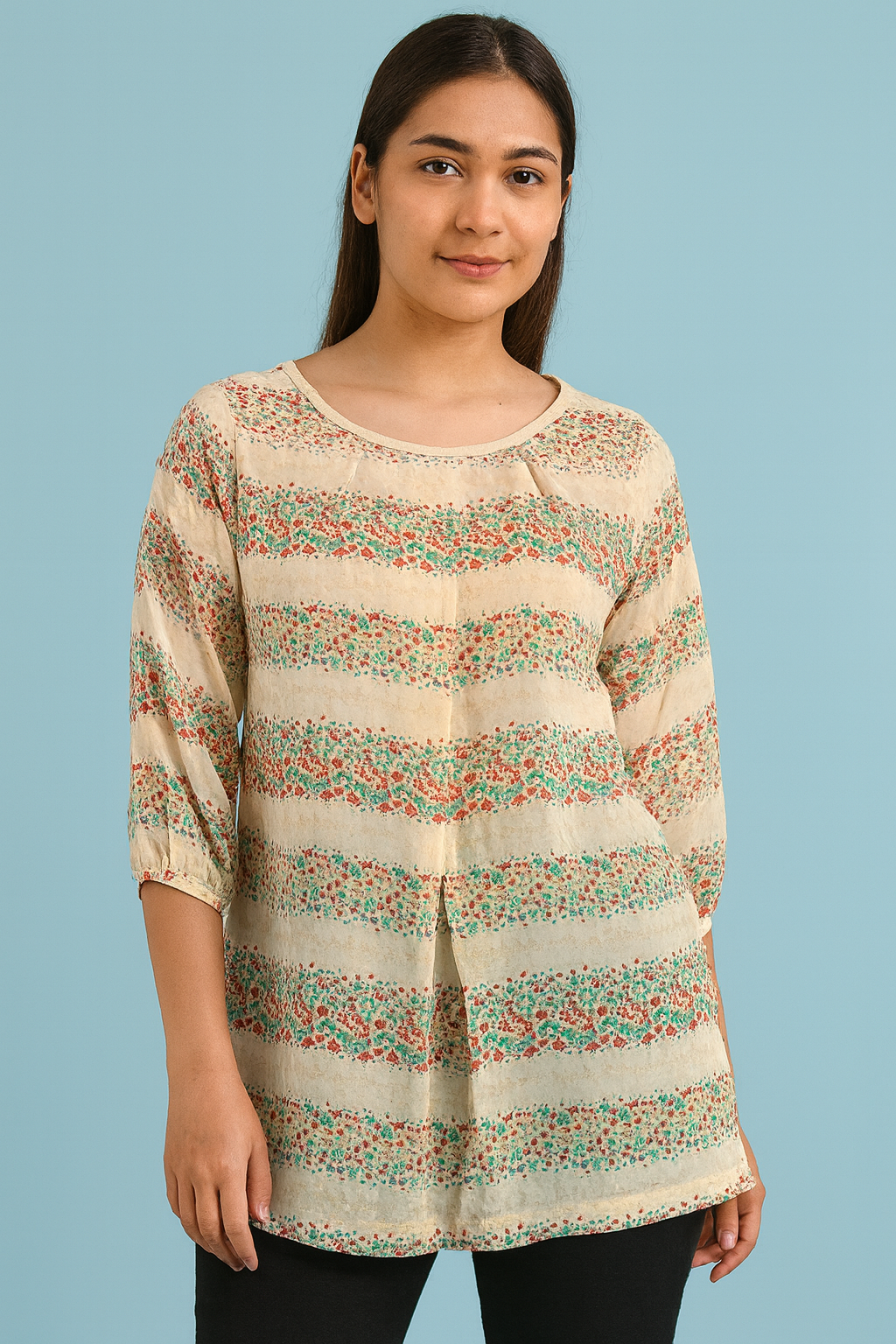 Cream Floral Stripe Tunic