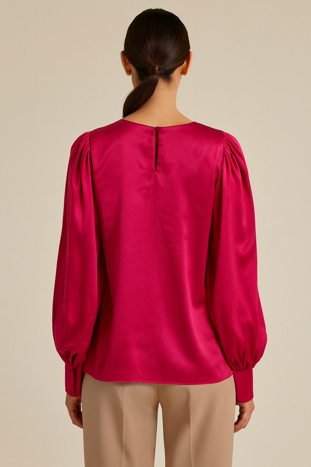 Fuchsia Puff Sleeve Blouse