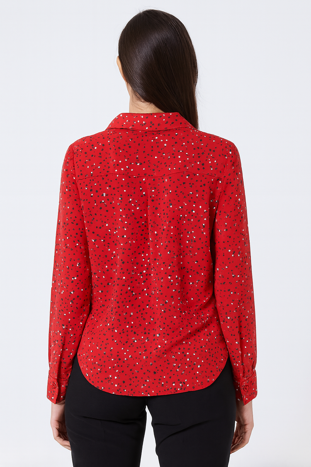 Red Polka Dot Tie-Neck Blouse