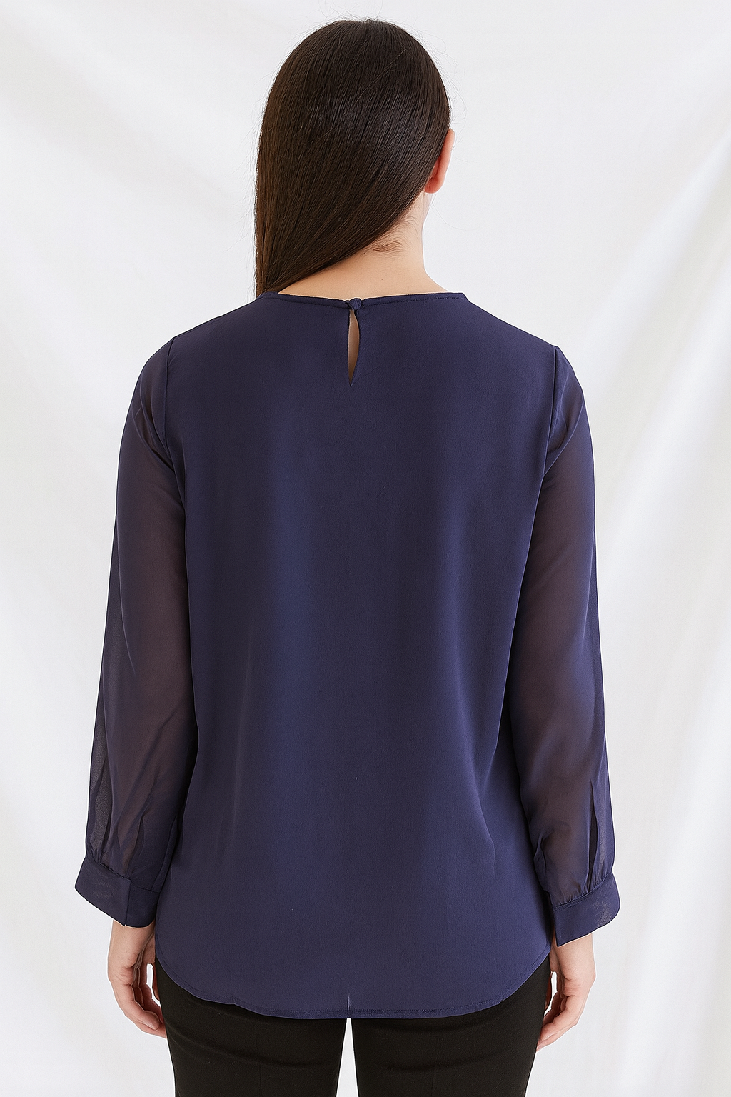 Navy Pearl Embellished Blouse