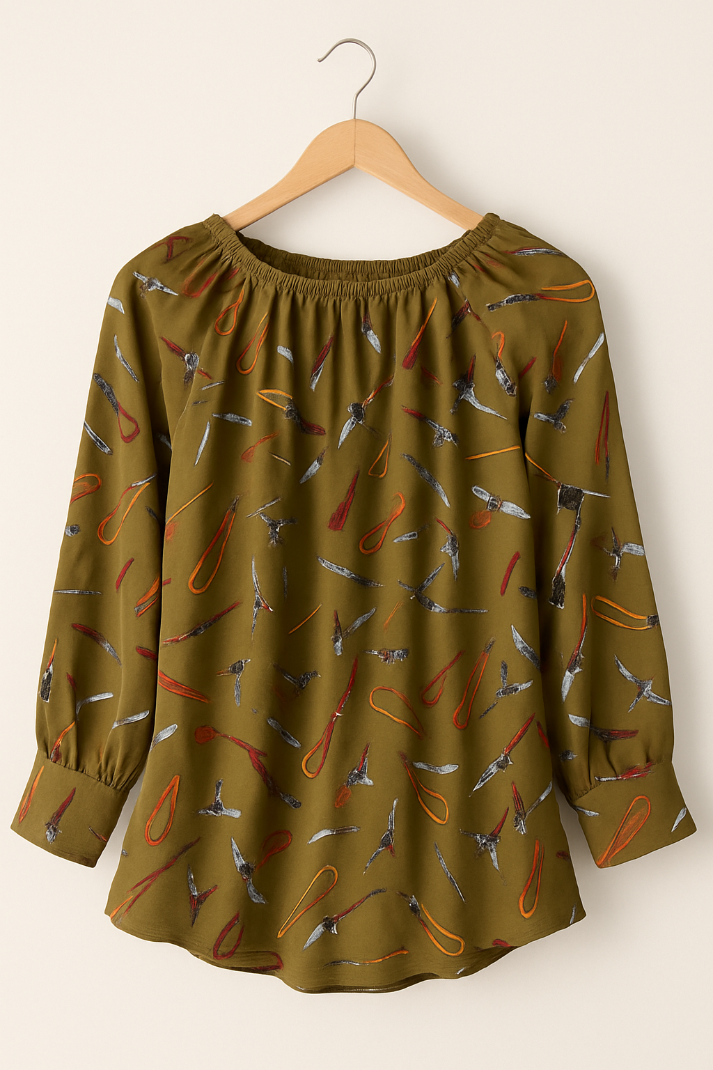 Olive Printed Boho Tunic Top