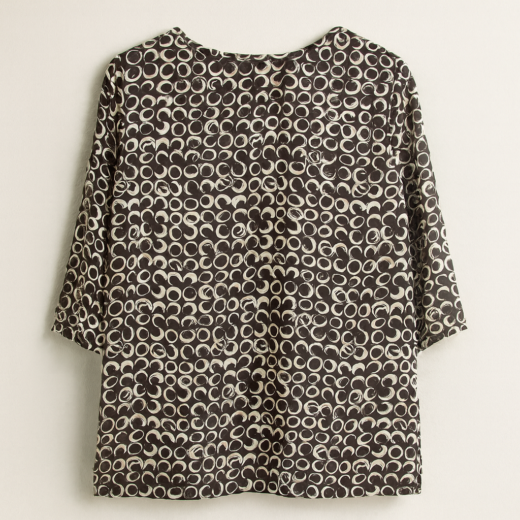 Black & White Circle Print Tunic Top