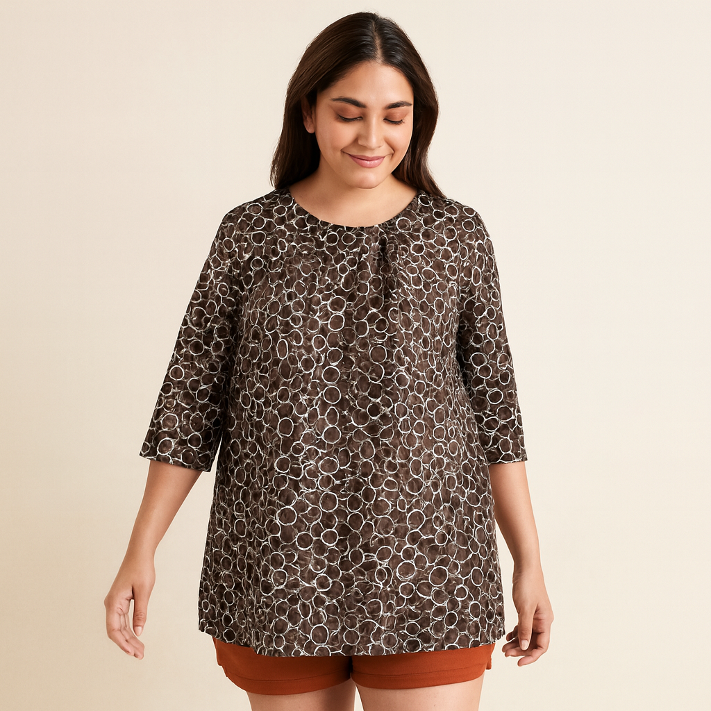 Black & White Circle Print Tunic Top