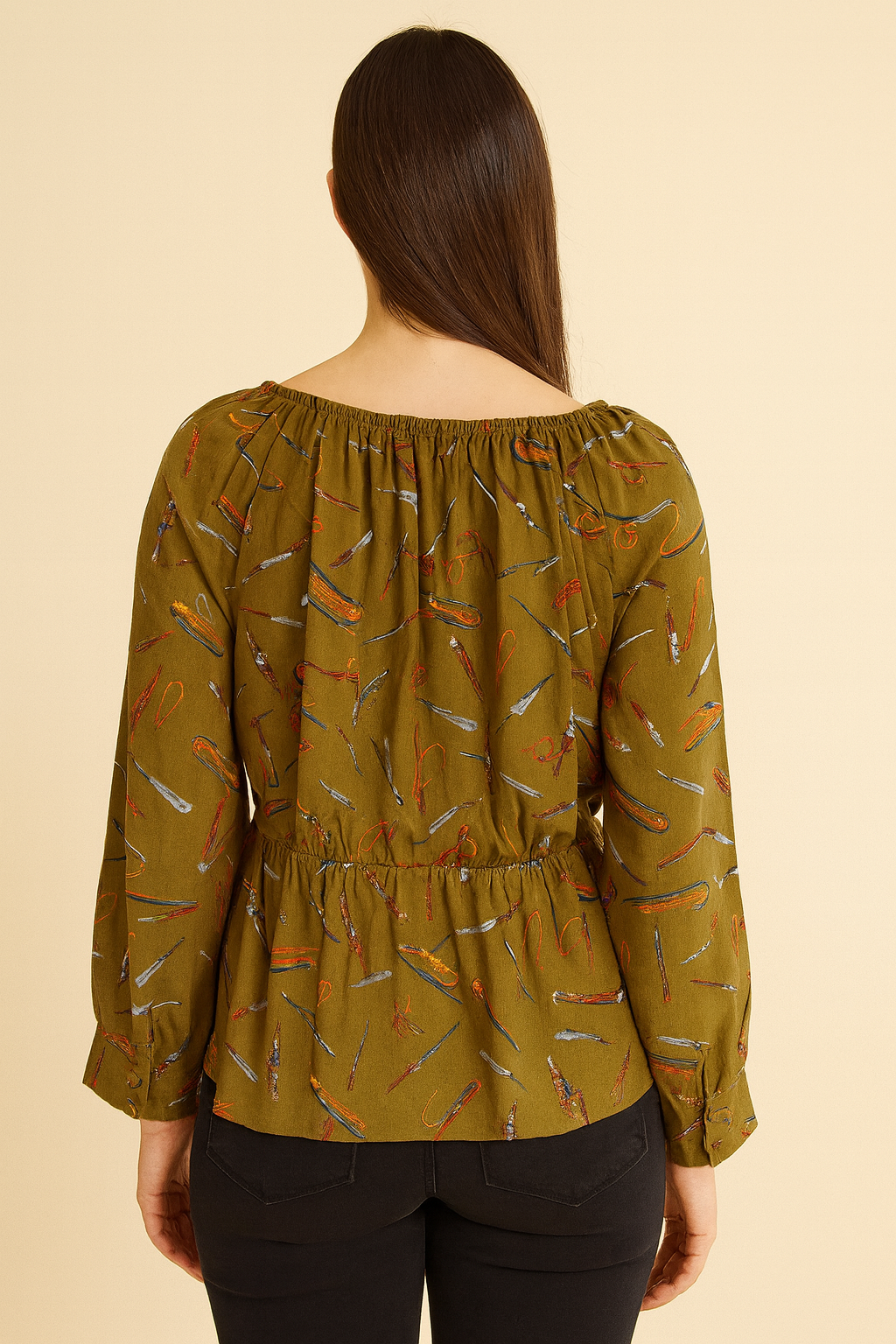 Olive Printed Boho Tunic Top