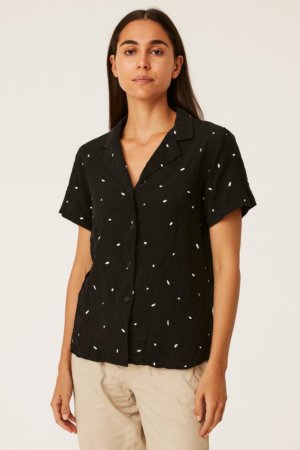Black Polka Dot Button-Down Shirt